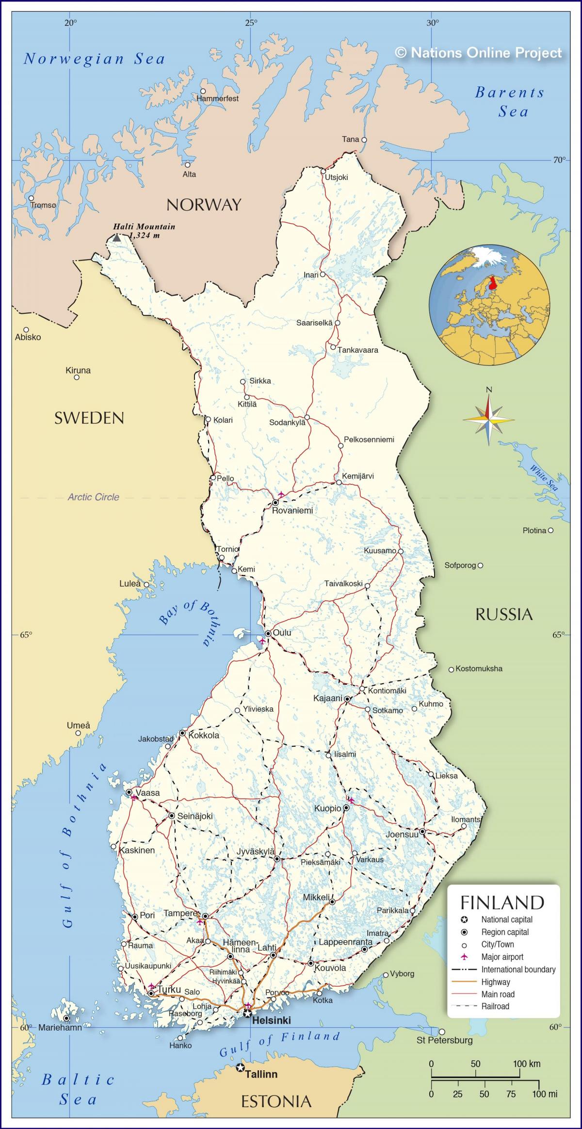 国名フィンランド 地図